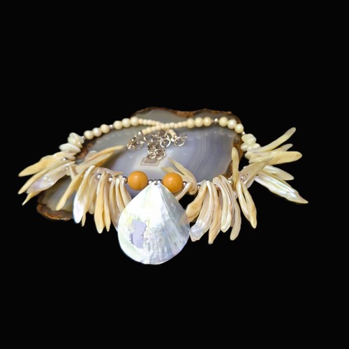 Kette perlmutt zähne - kette, collier