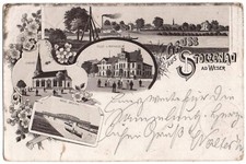 alte Litho-Ak Stolzenau, Gruss aus Stolzenau, Mehrbild, gelaufen 1898