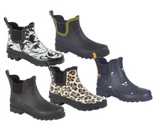 DAMEN MÄDCHEN KURZE MODISCHE STIEFELETTEN GUMMISTIEFEL UNI & GEMUSTERT REGEN WINTER