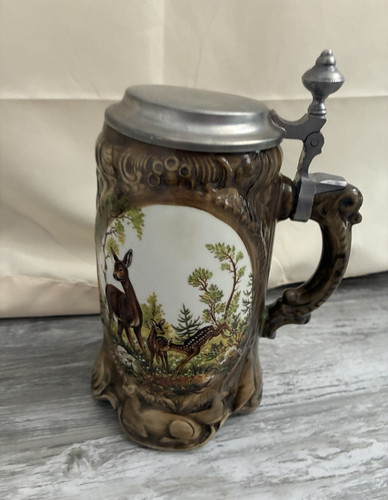 Vintage bierkrug zinndeckel - vintage, m.