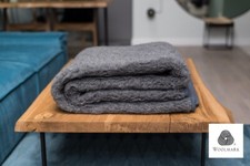 Wolldecke Schafwolldecke Wohndecke Schurwolle Merino 100%,WOOLMARK anthrazit