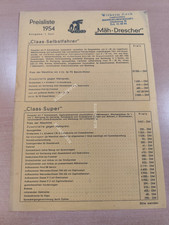 Claas 1954 Price List Combine