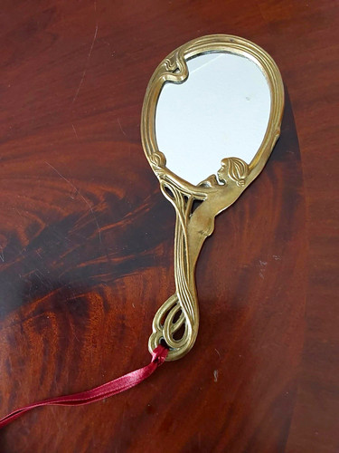Handspiegel jugendstil messing - handspiegel,