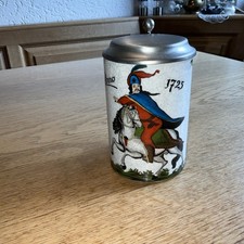 Bierkrug mit Zinndeckel, Kurt Hammer, Anno 1725, alt, sehr guter Zustand