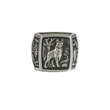 Silber Ring Wolf Navajo Style Westernschmuck Indianerschmuck Siegelring Wölfe