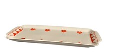 Kuchenplatte rechteckig, Mitterteich, rote Herzen, Vintage, 70er Jahre