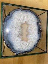 Kristallachat Scheibe beide Seiten geschliffen groß Quarz Heilstein 870g