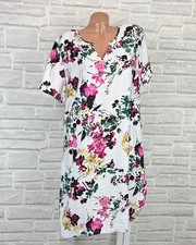 Italy Leinen Sommer Kleid Hängerchen Tunika Long Shirt Print 42 44 46 Weiß C222
