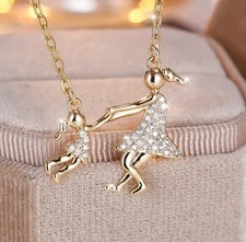 Goldene Elegante Mutter & Tochter Halskette mit künstlichen Zirkon Kette Luxus 