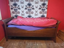 Antikes Bauernbett | aus Massivholz | Federkern & Matratze | Jugendstil