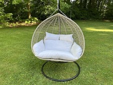 Korbschaukel- Hängesessel- Ratan mit Kissen Beige