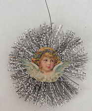Alter Weihnachtsschmuck Christbaumschmuck Tinsel mit Oblatenbild Engel 1952/21