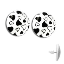 1 Paar Ohrstecker mit Herz Motiv rund bunt hellblau rot gelb schwarz weiß pink 