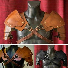 Mittelalterliche Schulter Rüstung Leder Brustgurt Geschirr Kostüm Cosplay V3Y9