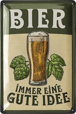 Retro Blechschilder Sprüche BIER GUTE IDEE Bar Kneipen Männer Deko 20x30 cm
