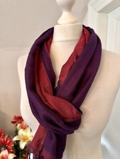 Tchibo feines Double Face Tuch Schal aus Viskose Lila & Rot mit Fransen