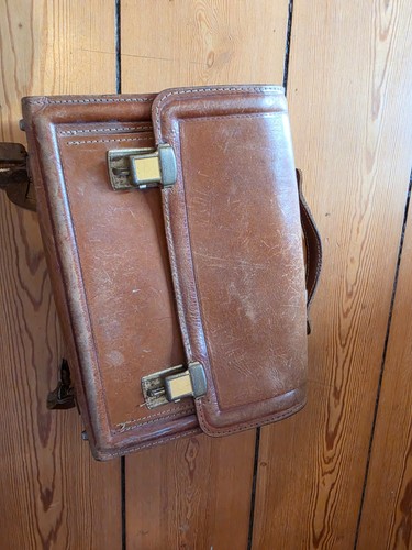 Vintage alt leder schultasche - alt,