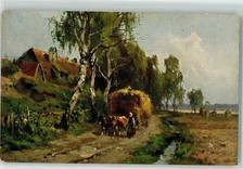 39180906 - Erntewagen Landwirtschaft AK Tiergespann