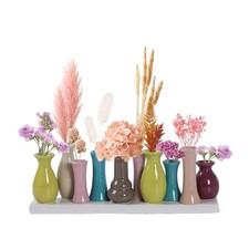 Jinfa Vasenset 10 bunte Keramikväschen Vase Blumenvase Gestecke Deko Mini Vasen