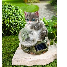 Katzen Solarlampe Gartenlampe
