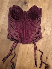 Bordeauxrote Korsage Cotelli Collection Spitze mit Strapshaltern