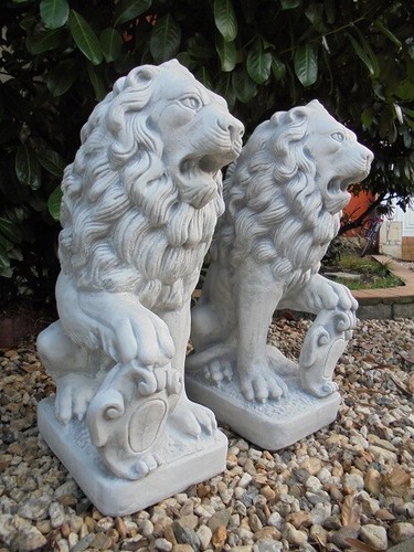 Steinfiguren löwenpaar - steinfiguren,