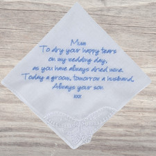 Taschentuch Mutter des Bräutigams - bestickt personalisiert Gedicht Schmetterling Taschentuch