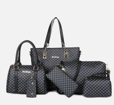 6er Set Leder Damentasche Shopper Bag Handtasche Schultertasche Tragetasche Groß