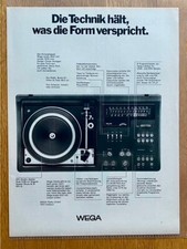 WEGA HiFi Studio Plattenspieler Original 1975 Vintage Advert Werbung Reklame