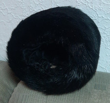 Vintage Muff, für Hände, Echt Pelz schwarz m. Innenfutter 1930er-Jahre