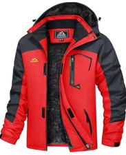 Herren Tacvasen Berg Ski Schneejacke Thermo Vlies rot Wandermantel.