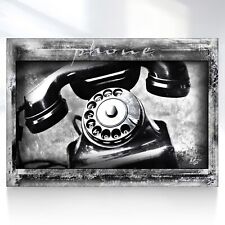 Leinwand Bild Retro Telefon Schwarz Weiß Wandbilder XXL Wohnzimmer  1780A