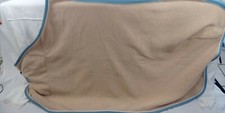 Priamos Abschwitzdecke Winterdecke creme hellblauer Keder S/115 cm Brustschnalle