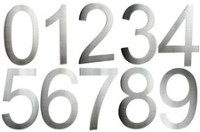 Hausnummer Edelstahl H30cm - Buchstabe H20cm ARIAL in 2D  0 1 2 3 4 5 6 7 8  V2A