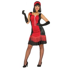Charleston Dress Kleid Schwarz Rot 20er Jahre Kostüm Flapper Karneval M 38/40