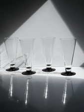 4 Vintage Luminarc Bier Gläser Schwarz Konisch Eisbecher Dessert Domino 80er