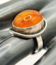 Schöner Design Bernstein Ring 835 er Silber Georg Kramer Silberring Vintage