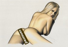 Original Akt Zeichnung A4