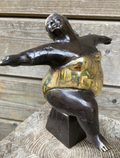 20cm Bronze Frau Figur  Sport lerin Turnerin Art Deco Gold Jugendstil B-Ware