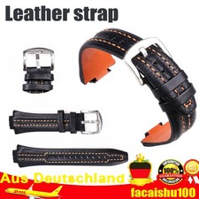 Leder Uhrenarmband Armband und Werkzeuge für Seiko Sportura 15x27mm Schwarz DHL!
