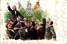Litho Mann hält Rede, Büste des Kaisers Wilhelm II. - 4853944