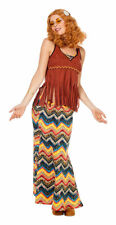 Flower Power Love Peace Hippie Kostüm Damen Hippierock Top Fransen 60er Jahre KK