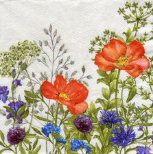 3 Servietten ~ Frühling, Sommer, Feldblumen, Mohnblumen, Kornblumen, Ver ~ 33x33