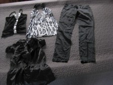 Bekleidungspaket 9 Teile Damen 34 36 schwarz weiß schick Glitzer Pailetten