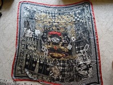 OTTO KERN Designer Tuch 100% Seide 130X130cm # SCHWARZ/SILBER/ROT/MONTE CARLO #