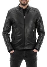 Herren Echtleder Jacke Schwarz