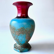 West-Germany Vase 7913/22 – Scheurich Lava-Glasur Türkis Rot Mid Century Keramik