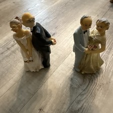 2x Set Goldene Hochzeit Dekofigur Goldhochzeit Tortenfigur Figur Goldpaar 50