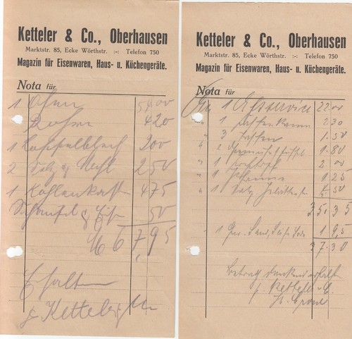 Oberhausen rechnung 1911 - oberhausen,,