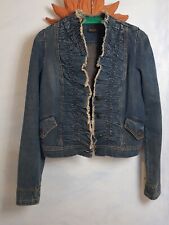 Plein Sud Französische Jeansjacke Size S mit Volants Vintage Military Style 